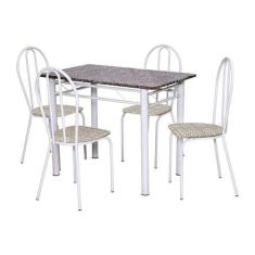 Conjunto de Mesa Monique com 4 Cadeiras Branca Rattan - Artefamol