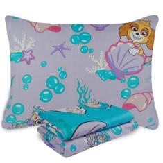 Jogo de Cama Infantil Patrulha Canina Menina Microfibra Solteiro Estampado 1,40 m x 2,20 m Com 3 pecas Lepper
