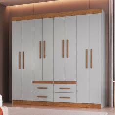 Guarda-roupa 8 Portas 4 Gavetas Las Vegas Lunar/Nogueira