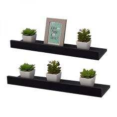 Kit 2 Prateleiras Porta Quadros 90 X 15cm Preta Suporte