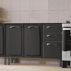 Balcão 120Cm 3 Portas E 2 Gavetas Com Tampo New Premium Itatiaia Grafite/Branco