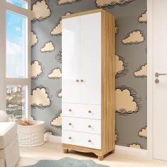 Guarda Roupa De Bebê 2 Portas E 3 Gavetas 100% Mdf Mimo Espresso Móveis Branco Brilho-amêndoa