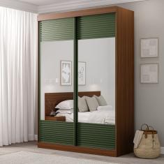 Guarda-roupa Solteiro 2 Portas Com Espelho Samambaia Cabecasa Madeiramadeira Freijó-verde