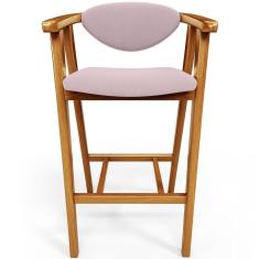 Banqueta Alta Cecília L02 Assento Tecido Base Fixa com Encosto Altura 102 cm Rosê para Cozinha