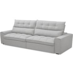 Sofá Retrátil Reclinável Para Sala De Estar Living 250cm Dimas F04 Bouclê Cinza