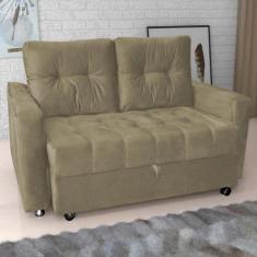 Sofá Cama 2 Lugares Yago Veludo Turkey Cappuccino - CASA H