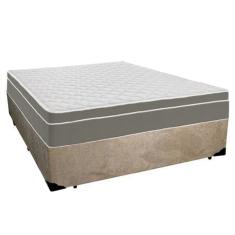 Cama Box Casal Suede + Colchão SerenePrime Molas Ensacadas 138x188x65