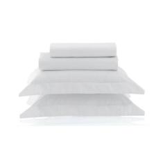 Jogo de Cama Queen Kacyumara Vida Bela 200 Fios Branco 4 Pçs