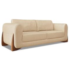 Sofá Living 2 Lugares 1,80m Lottus Linho Pés Castanho - Pallazio, Dour