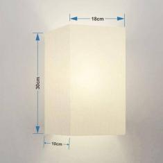 Arandela Retangular Retro Vivare Md-2029 Cúpula Em Tecido 18x10x30cm - Bivolt Branco 127-220v