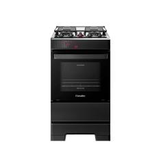 Fogão Esmaltec 4 Bocas Ideal Top Mesa Inox Tampa de Vidro Forno 50 Litros Preto T4IAP Bivolt
