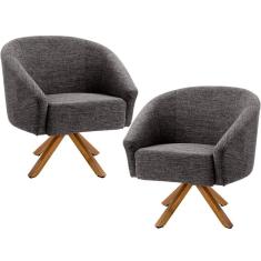 Kit 02 Poltronas Decorativas Giratória Alicia Rústico