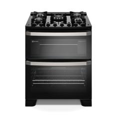 Fogão 5 bocas Electrolux Preto Experience Mesa de Vidro, 2 Fornos e PerfectCook360 (FE5DB)
