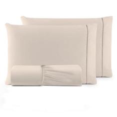 Jogo de Lençol Queen 3 Peças 180 Fios Ponto Palito Algodão - iBibordad
