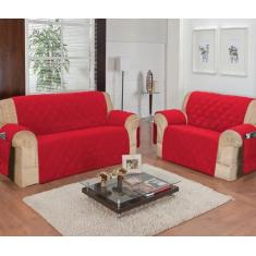 Kit protetor capa de sofá conjunto para 2 e 3 lugares Com Porta Objeto