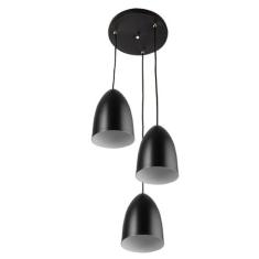 Pendente Cone Bala Sadan Aluminio Triplo Preto - MARRYLUZ