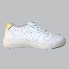 Tênis Confort Branco Couro Pelica Ajustável Marina Mello-Feminino