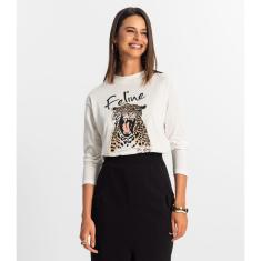 Blusa Manga Longa Feminina Rovitex Bege-Feminino