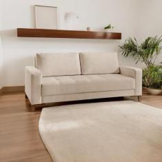 Sofá Living 3 Lugares em Linho Orion Bege - Castellar Móbile