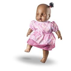 Boneca Bebê, Milk, Judy, Corpo em Tecido, 43 cm, Negra