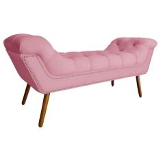 Recamier Calçadeira Estofado Sienna Queen 160 Cm Suede Rosa Barbie - LM DECOR