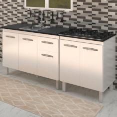 Balcao Pia 120cm e Cooktop 5 Bocas Branco Mobbs