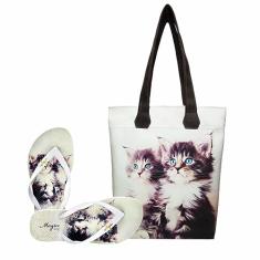 Bolsa Com Chinelo Feminino Gatinhos Magicc Bolsa