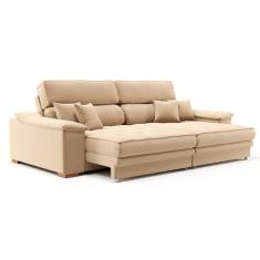 Sofá 3 Lugares Retrátil e Reclinável Lupin Linho Bege 214 cm