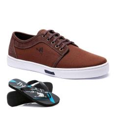 Tênis Masculino Polo Joy Casual Confortável Em Lona + Chinelo