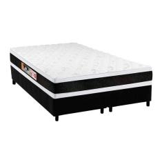 Cama Box King: Colchão Espuma D45 Castor Black e White AIR Double Face + Base CRC Suede Black(193x203)