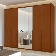 Guarda-roupa 6 Portas 6 Gavetas 100% Mdf Imperatore com Espelho Frassino