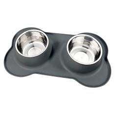 AsFrost Tigelas De Comida Para Cães De Aço Inoxidável Conjunto De Tigela De Comida E Água Para Cães Sem Derramamento E Tapete De Silicone Antiderrapante, Pratos Para Cães De Tamanho Pequeno E Médio Ti