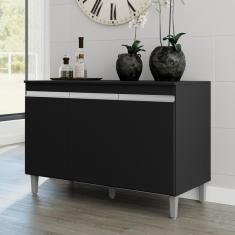 Balcão Para Cozinha 3 Portas Leyton Preto