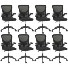 Kit 8 Cadeiras de Escritório Giratória Mônaco com Relax e Regulagem de