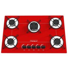 Fogão Cooktop ultra chama 5 bocas Vermelho - Chamalux