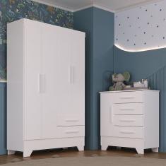 Quarto Infantil Guarda Roupa 4 Portas e CÃ´moda Catavento Rodial