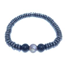 Pulseira Masculina Esferas Com Pedras Hematita Bolinha Preta - PENDULA