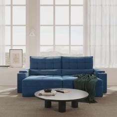 Sofá Retrátil Reclinável com Porta Copos e Usb 4 Lugares 260cm Embaúba Extra CabeCasa