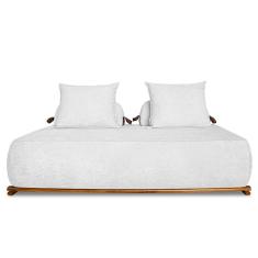 Sofá 3 Lugares 200cm Ilha Base Madeira Viero S06 Boucle Branco - Mpozenato