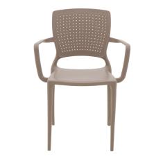 Cadeira Tramontina Safira Summa Em Fibra Camurça Com Braços