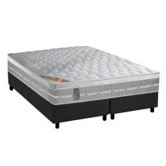 Cama Box Queen: Colchão Molas  Ensacadas Castor Premium Gel + Base CRC Suede Gray (158x198)