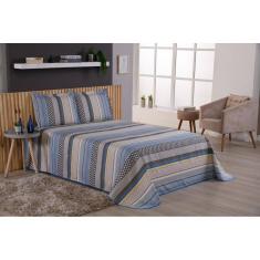 Jogo De Cama Cobre Leito King 3 Peças Listrado Estampado