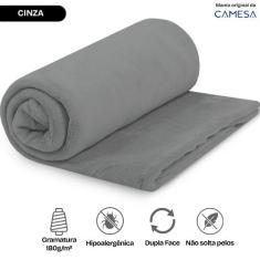 Manta Casal 180x220cm Microfibra Soft Macia Fleece Camesa, CINZA