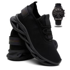 Tênis Masculino Sport Corrida e Academia Confortável + Relógio-Masculino