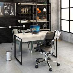 Mesa para Escritório 120cm 2 Gavetas Kuadra Compace Snow