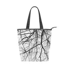 Bolsa de ombro feminina Alaza tipo sacola de lona com galho de árvore