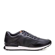 TÊNIS CASUAL MASCULINO PRETO EM COURO MARINER
