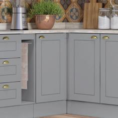 Balcão Para Cozinha Canto Reto 1 Porta com Tampo Emily Cinza/Calcare