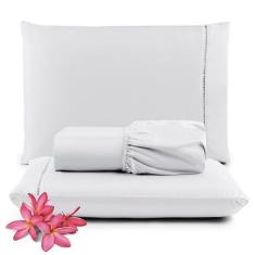 Jogo De Lençol Primor Queen 3 Peças Percal 400 Fios Ponto Palito - Branco