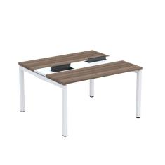 Mesa Plataforma Dupla com Pé de Aço para Coworking 130x120 Pdc13/12/2p Walnut/Branco
